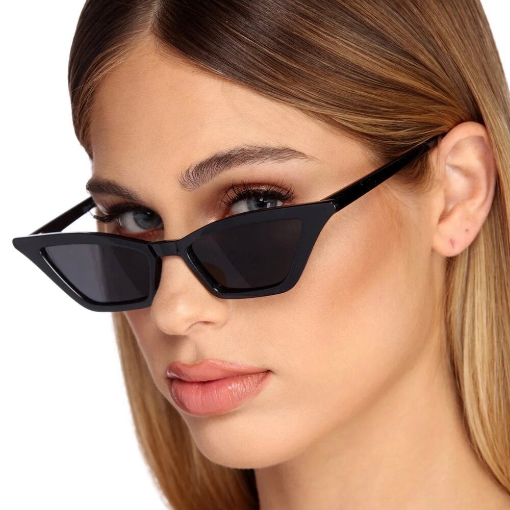 INDY FREE PEOPLE ANTHRO Black Cat Eye Plastic Rectangle $118 Sunnies Sunglasses